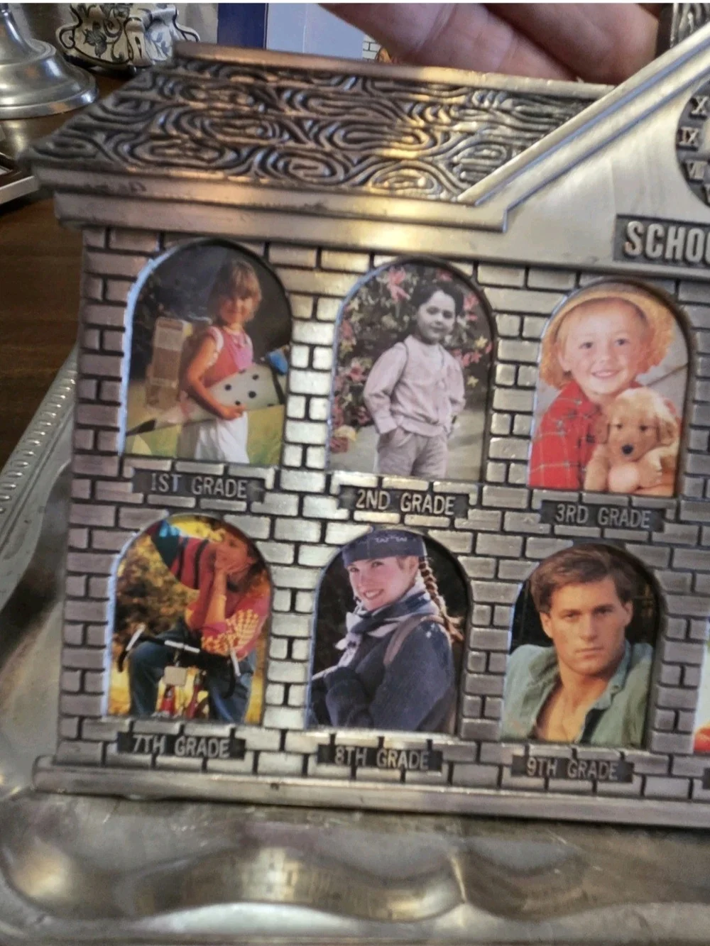 School House Picture Frame Plaque with Vintage Class Portraits